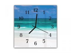 Glasdekor Nástěnné hodiny 30x30cm tropické moře - Materiál: kalené sklo