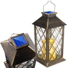 LUMILED Solární zahradní lampa LED stojací závěsná patina LIRIO 28cm