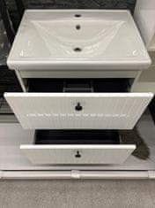Deftrans Koupelnová skříňka s umyvadlem 60 cm lesklá bílá moderní drážkovaná