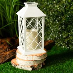 LUMILED Solární zahradní lampa LED stojací závěsná bílá LIRIO 28cm