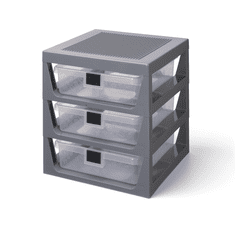 LEGO Storage organizér se třemi zásuvkami - tmavě šedá