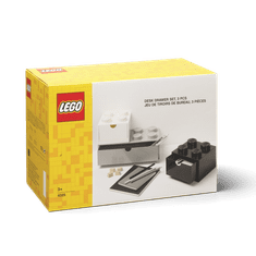 LEGO Storage stolní boxy se zásuvkou Multi-Pack 3 ks - černá, bílá, šedá