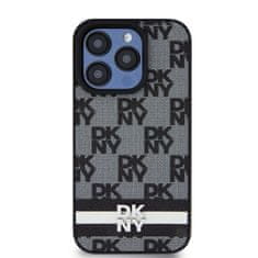 DKNY  PU Leather Checkered Pattern and Stripe Zadní Kryt pro iPhone 15 Pro Black