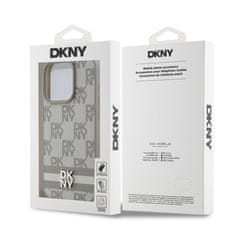DKNY  PU Leather Checkered Pattern and Stripe Zadní Kryt pro iPhone 15 Pro Beige