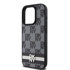 DKNY  PU Leather Checkered Pattern and Stripe Zadní Kryt pro iPhone 15 Pro Black