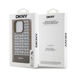 DKNY  PU Leather Repeat Pattern Bottom Stripe Zadní Kryt pro iPhone 15 Pro Brown