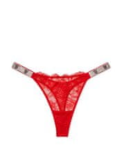 Victoria Secret Dámská krajková tanga Shine Strap s kamínky z luxusní kolekce červené XS