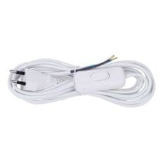 Emos Prodlužovací kabel S08273 Flexo šňůra PVC 2x0,75 mm, 3m bílá s vypínačem