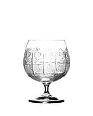 Bohemia Crystal Ručně broušené skleničky na brandy nebo koňak s tradičním českým dekorem.