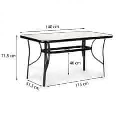ModernHome Zahradní stůl WAVE 140x80 cm černý