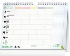 Grooters Týdenní rodinný plánovací kalendář s háčkem 2025, 30 × 21 cm