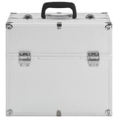 Vidaxl Kosmetický kufřík 38x23x34 cm stříbrný hliník