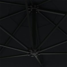 Vidaxl Nástěnný slunečník s kovovou tyčí 300 cm černý