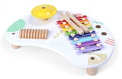 EcoToys Dřevěný stůl s hudebními nástroji bílý