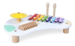 EcoToys Dřevěný stůl s hudebními nástroji bílý