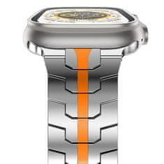 4wrist Ocelový tah Iron Man pro Apple Watch 42/44/45/49 mm - Silver/Orange