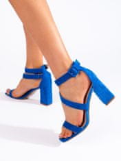 Amiatex Klasické dámské modré sandály na širokém podpatku, odstíny modré, 41