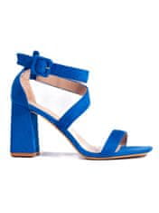 Amiatex Klasické dámské modré sandály na širokém podpatku, odstíny modré, 37