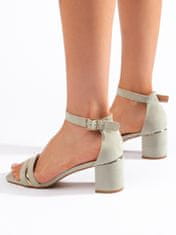 Amiatex Praktické zelené sandály dámské na širokém podpatku, odstíny zelené, 36