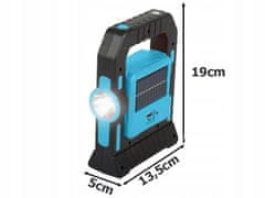Verk 12290 Solární LED multifunkční přenosná kempingová svítilna USB dobíjecí modrá