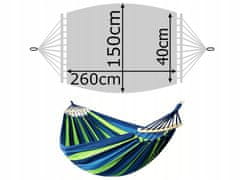 Verk 27119 Hamaka Houpací síť pro dva 260 x 150 cm modrozelené pruhy