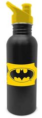 CurePink Nerezová outdoor láhev na pití DC Comics|Batman: Logo a Nápis (objem 700 ml)
