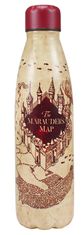 CurePink Nerezová láhev na pití Harry Potter: Marauders Map (objem 540 ml)