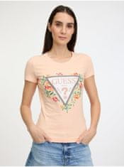 Guess Meruňkové dámské tričko Guess Triangle Flowers XS