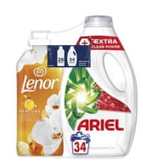 Ariel Ariel Extra Clean Tekutý Prací Prostředek, 34 Praní a Lenor Aviváž, 700 ml
