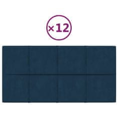 Vidaxl Nástěnné panely 12 ks modré 60 x 30 cm samet 2,16 m²