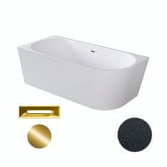 BPS-koupelny Akrylátová volně stojící rohová vana Zoya Glam G 150x75 (170x80) bílá/grafit -WA-170-ZPGG