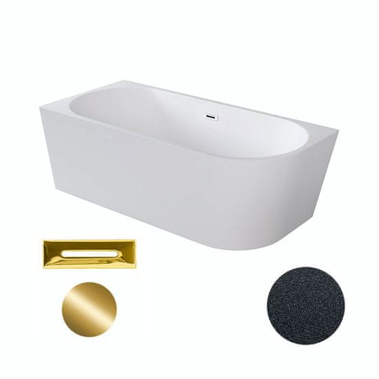 BPS-koupelny Akrylátová volně stojící rohová vana Zoya Glam G 150x75 (170x80) bílá/grafit -WA-150-ZLGZ