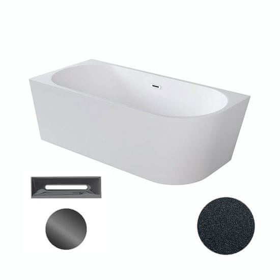 BPS-koupelny Akrylátová volně stojící rohová vana Zoya Glam G 150x75 (170x80) bílá/grafit -WA-150-ZLGG
