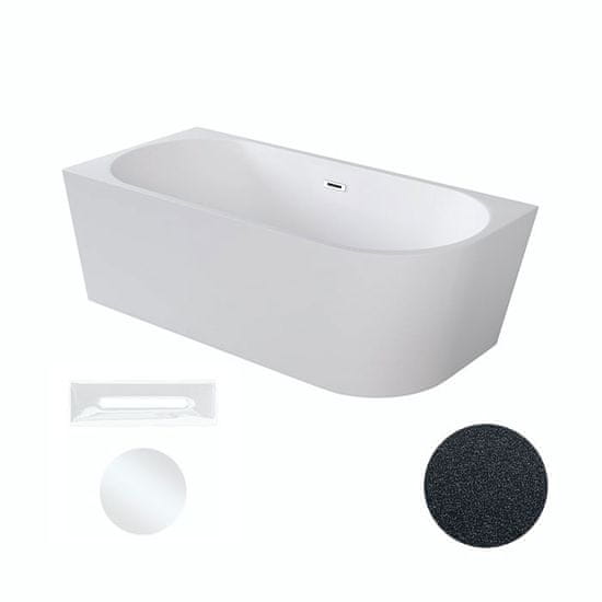 BPS-koupelny Akrylátová volně stojící rohová vana Zoya Glam G 150x75 (170x80) bílá/grafit -WA-150-ZLGB