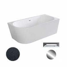 BPS-koupelny Akrylátová volně stojící rohová vana Zoya Glam G 150x75 (170x80) bílá/grafit -WA-170-ZPGR