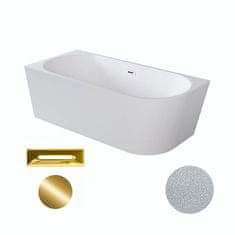 BPS-koupelny Akrylátová volně stojící rohová vana Zoya Glam S 150x75 (170x80) bílá/stříbrná