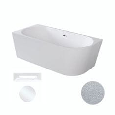 BPS-koupelny Akrylátová volně stojící rohová vana Zoya Glam S 150x75 (170x80) bílá/stříbrná