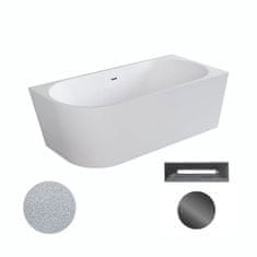 BPS-koupelny Akrylátová volně stojící rohová vana Zoya Glam S 150x75 (170x80) bílá/stříbrná -WA-150-ZPSG