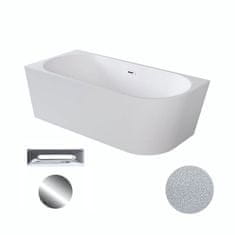 BPS-koupelny Akrylátová volně stojící rohová vana Zoya Glam S 150x75 (170x80) bílá/stříbrná -WA-150-ZLSR