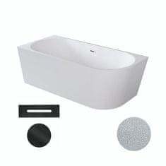 BPS-koupelny Akrylátová volně stojící rohová vana Zoya Glam S 150x75 (170x80) bílá/stříbrná -WA-150-ZLSC