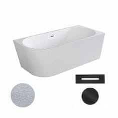 BPS-koupelny Akrylátová volně stojící rohová vana Zoya Glam S 150x75 (170x80) bílá/stříbrná -WA-150-ZPSC