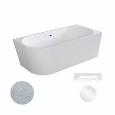 BPS-koupelny Akrylátová volně stojící rohová vana Zoya Glam S 150x75 (170x80) bílá/stříbrná -WA-150-ZPSB