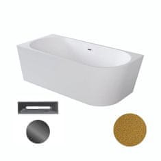 BPS-koupelny Akrylátová volně stojící rohová vana Zoya Glam Z 150x75 (170x80) bílá/zlatá