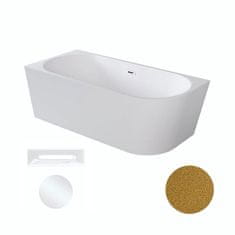 BPS-koupelny Akrylátová volně stojící rohová vana Zoya Glam Z 150x75 (170x80) bílá/zlatá -WA-150-ZLZB