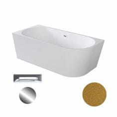 BPS-koupelny Akrylátová volně stojící rohová vana Zoya Glam Z 150x75 (170x80) bílá/zlatá -WA-150-ZLZL