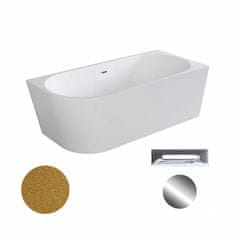 BPS-koupelny Akrylátová volně stojící rohová vana Zoya Glam Z 150x75 (170x80) bílá/zlatá -WA-150-ZPZL