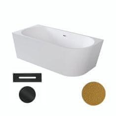 BPS-koupelny Akrylátová volně stojící rohová vana Zoya Glam Z 150x75 (170x80) bílá/zlatá -WA-150-ZLZC
