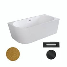BPS-koupelny Akrylátová volně stojící rohová vana Zoya Glam Z 150x75 (170x80) bílá/zlatá -WA-150-ZPZC