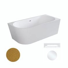 BPS-koupelny Akrylátová volně stojící rohová vana Zoya Glam Z 150x75 (170x80) bílá/zlatá -WA-150-ZPZB
