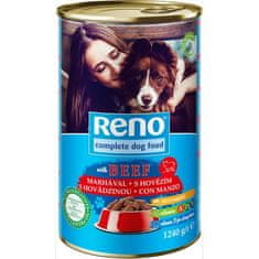 Reno konzerva pro psy kousky s hovězí 1240g